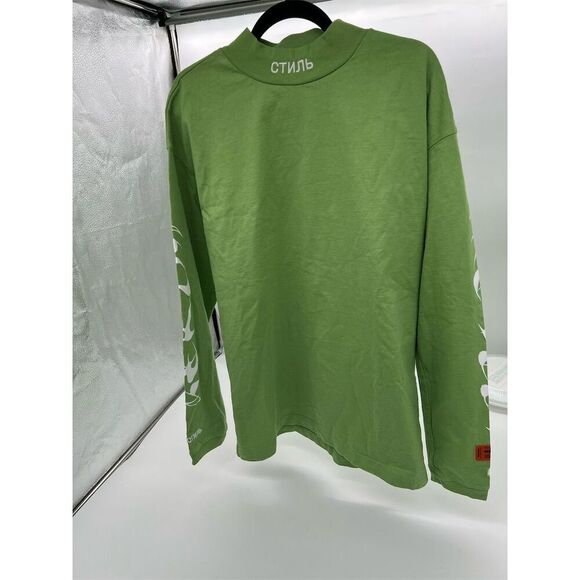 Heron Preston Men's Green Graphic Long Sleeve T-Shirt Size M - Picture 4 of 9